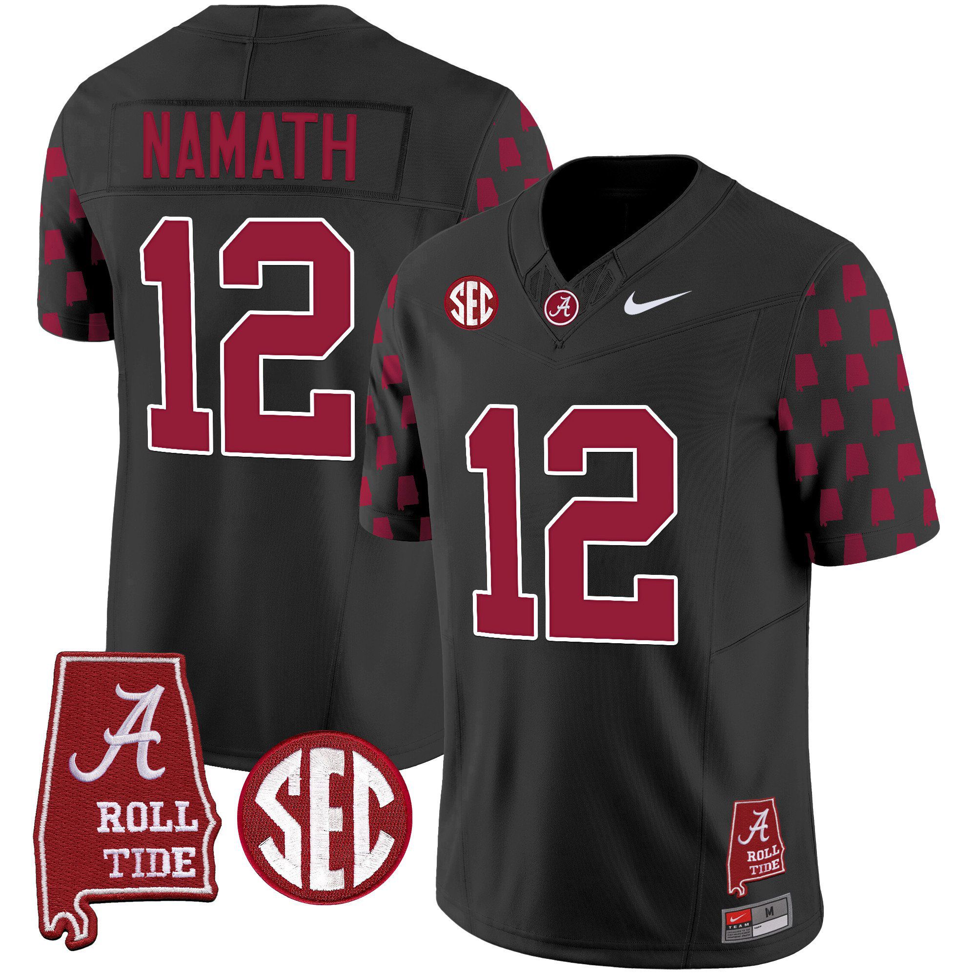 Men Alabama Crimson Tide #12 Namath Black Vapor Limited 2024 Nike NCAA Jersey